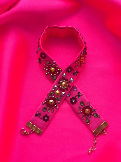 Sweet Meadows Pink Satin Choker